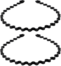bodbop XINGZHE Metal Hair Band Men Headbands Womens Hair bands, Fashion Hair Hoop Wavy Spring Comb Headband Men Spiral Teeth Hair Accessories for Sports, 2PCS Black 2 Count (Pack of 1)