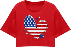 hohololo American Flag Crop Tops Women USA Crop Shirt Patriotic 4th of July Tee Memorial Day Tshirt Girls Crop Tops Small Love-red