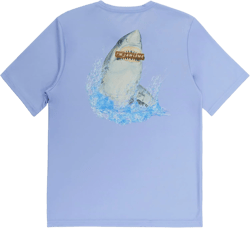 Guy Harvey Boy's Short Sleeve Performance Shirt with 30+ UPF Sun Protection XX-Large Powder Blue/Jawsome