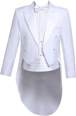Sywiyi Men's 4 Piece Gentlemen Formal Tuxedo Suit Tailcoat Jacket Swallow-Tailed Coat Vest Pants Set X-Small White