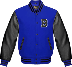 Varsity Letterman University Multi Color Wool And Geniune Black Leather Varsity BaseBall Jacket Logo B Letter 3X-Large Royal Blue