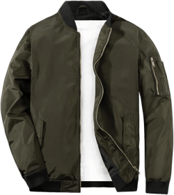 MADHERO Mens Bomber Jacket Lightweight Slim Fit Softshell Windbreaker Olive Green XX-Large