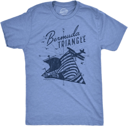 Mens Bermuda Triangle T Shirt Funny Vintage Retro Graphic Novelty Tee For Men - Crazy Dog Men's T Shirt Light Blue XXL