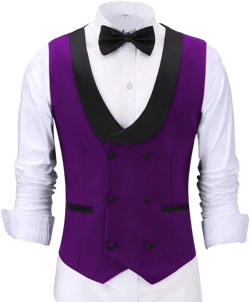 Tuikayoo Mens Double Breasted Tuxedo Vest Dress Shawl Lapel Suit Waistcoat Wedding X-Small Purple