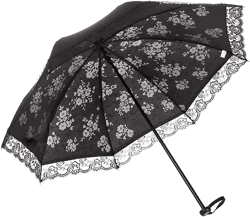 Vintage Lace Parasol, Women's Outdoor UV Sun Parasol Flower Embroidery Folding Umbrella, Lace Pattern for Small Umbrella Series Full of Feminine (Black)