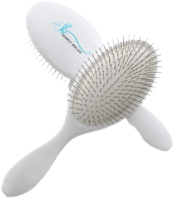 Luxury Detangling Brush - Premium Metal Bristles for Wet/Dry Use, Hair Extension and Wig Safe - Gently Massages Scalp for Soft, Shiny Hair for Women, Men, and Kids white