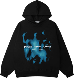 Aelfric Eden Graphic Hoodies Vintage Printed Hoodie Sweatshirt Casual Oversized Long Sleeve Streetwear Hooded Pullover Medium Black