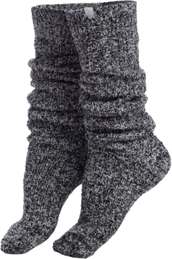 Softies Slouchy Marshmallow Socks, Warm Cozy & Fluffy Socks with Grips for Women, One Size Fits To All Heather Black