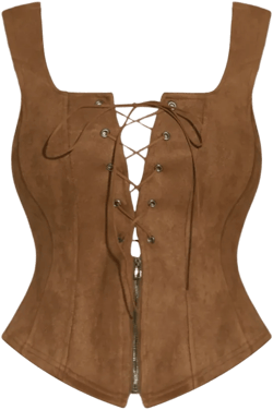 INSPIRE CHIC Women's Faux Suede Vintage Sleeveless Lace Up Zipper Decor Waistcoat Vests Brown Large