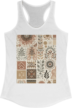Women's Ideal Racerback Tank Earthy Print X-Small Solid White