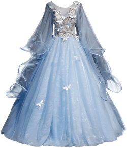 Blue Girls' Lace Appliques Quinceanera Sweet 16 Princess Dress Prom Birthday Party Gala Evening Ball Gown X-Small Blue