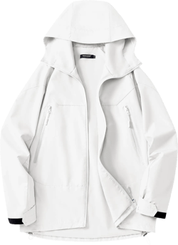 Avoogue Rain Jacket for Women Loose Fit Waterproof Lightweight Lined Rain Coat Hiking Windbreaker Jacket with Hood Small White