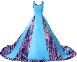 DINGZANCAMO Camo with Lace Ball Gown Wedding Dresses for Bride with Cross Straps Back 6 Blue and Muddy Camo