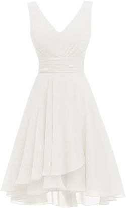 ManDu Women’s Double V Neck Short Bridesmaid Dresses 2023 Ruched Chiffon Formal Cocktail Dress for Party Homecoming