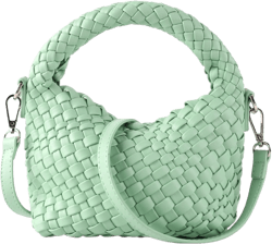Woven Purse For Women, Small Crossbody Tote Bag with Detachable Shoulder Strap, Girls Top Handle Handbag Mint Green