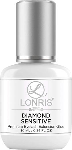 Low-Fume Eyelash Extensions Glue, No Irritation, LONRIS Diamond Sensitive, 10ml - Professional Lash Adhesive for Beginners & Experts, Long-Lasting Up to 4 Weeks Hold, 0.34 Fl Oz, Black Color 0.34 Fl Oz (Pack of 1)