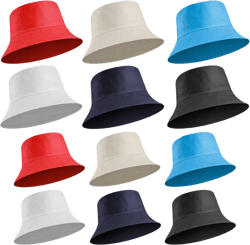 12 Pcs Cotton Bucket Hat Pack Family Matching Kids Fisherman Hat Bulk Plain Lightweight Unisex Bucket Hat Outdoor Summer Travel Hat Packable Bucket Cap for Women Men Kids, 6 Colors