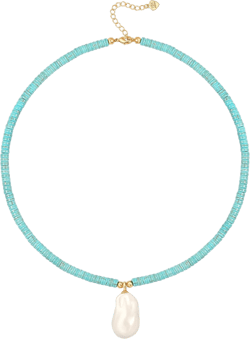 CANEVINKA Bohemian Beaded Choker Necklace 18K Gold Plated Bead Pendant Necklace Vintage Handmade Jewelry for Women big pearl