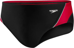 Speedo Men's Swimsuit Brief Endurance+ Splice Team Colors 26 Black/Red Splice