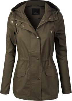 Made by Olivia Women's Lightweight Front Zipper Solid Utility Anorak Hoodie Vest/Jacket