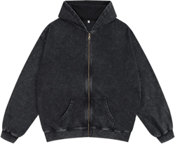 Bobeutou Mens Zip Up Acid Wash Hoodie Vintage Oversized Casual Fall Jacket Cotton Hooded Sweatshirts with Pockets Streetwear