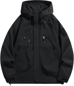 Lpstop Outdoor Hiking Jacket Lightweight Hooded Zip-Up Jacket Spring and Fall Windbreaker for Teens Black 3X-Large