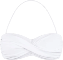 Firpearl Women Strapless Bikini Tops Retro Twist Front Bathing Suit Tops Push Up Bandeau Swimsuit 10 White