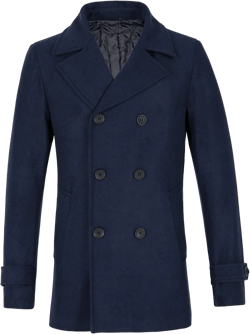 ThCreasa Mens Classic Double Breasted Pea Coat Wool Blend Quilted Lined Notched Collar Overcoat Trench Coat X-Large Navy