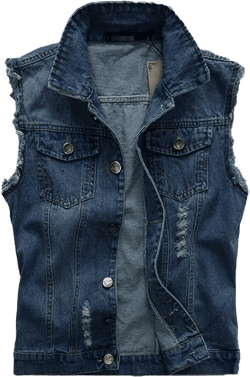 PEHMEA Men's Slim Fit Sleeveless Denim Vest Ripped Button Down Truck Jean Jacket Medium Blue #01