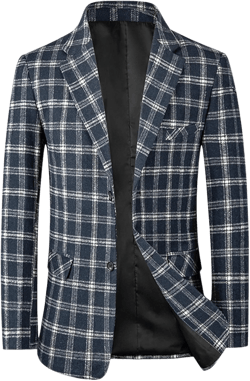 Lars Amadeus Plaid Blazers for Men's Color Block Business Checked Patterned Sports Coat X-Large Navy Blue