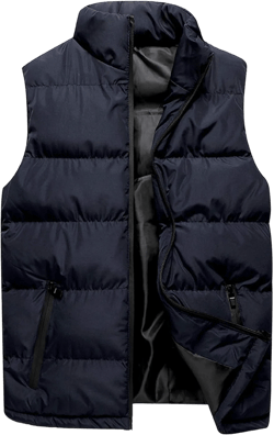 ZHUER Men's Winter Padded Puffer Vest Outdoor Stand Collar Sleeveless Jacket Warm Casual Work Travel Quilted Waistcoat Unisex XX-Large C- Navy