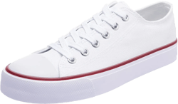 Obtaom Unisex Canvas Shoes Low Top Fashion Sneakers Slip on Walking Shoe 6 Women/5 Men White