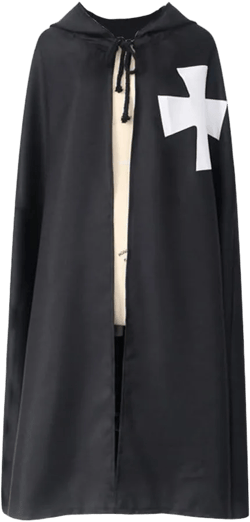 Rulercosplay Halloween Cloak Medieval Templar Knight Cape Black or White Hoodie Cosplay Costume