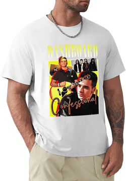 Man's T Shirt Cotton Graphic Short Sleeve Shirts Crew Neck Clothing Tees T-Shirts Medium White-style-1