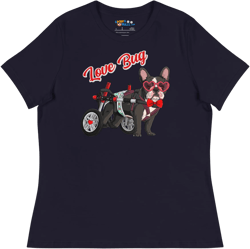 "Love Bug" Male French Bulldog in Donut Fancy Pants Women's Tee | B&W Colored