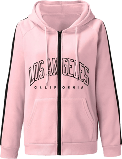 Los Angeles California Jacket for Women Hoodies Full Zip Up Print Pockets Long Sleeve Hooded Sweatshirt Coat Oversized with Large B19-pink
