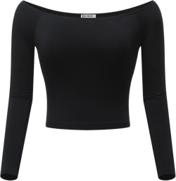 HUHOT Womens Basic Short Sleeve Vogue Fitted Off The Shoulder Cute Crop Tops Large Long Sleeve Black