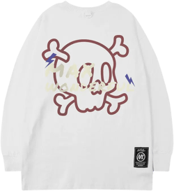Men's Long Sleeve Shirt Cartoon Printed round Neck Long Sleeve T-shirt Men's Ins Loose All-Match
