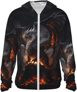Buewutiry Sun Protection Shirt - fire black dragon Zip Up Hoodie Lightweight jacket Long Sleeve Sun Shirts for Men & Women at Amazon Men’s Clothing store