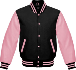 Royal Coalition Varsity Jacket Baseball Letterman Jacket Wool and Baby Pink Leather Premium Quality Basketball Jacket at Amazon Men’s Clothing store