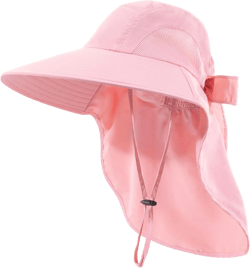Womens Sun Hat UV Protection, Foldable Waterproof Wide Brim Bucket Hats with Neck Flap for Summer Beach Fishing Hiking Pink : Sports & Outdoors