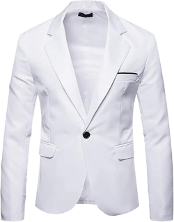 Men's Premium Suit Fashion Business Blazer England Style Slim Formal Dress Coat Jacket for Wedding and Party Large White