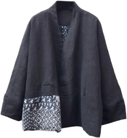 NFYM Women Lightweight Kimono Jacket Patchwork Open Front Frog Button Cropped Coat Quilted and Lining Two Style (US, Alpha, One Size, Regular, Regular, Black Quilted style) at Amazon Women's Coats Shop