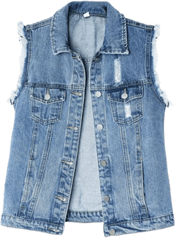 ebossy Women's Candy Color Slim Fit Sleeveless Distressed Denim Jean Vest Jacket XX-Large Z-blue