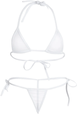 YiZYiF Women’s Sheer Extreme Bikini Halterneck Top and Tie Sides Micro Thong Sets (Cutout Nude): Clothing, Shoes & Jewelry