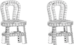 Rhinestone Earrings Solid Chair Shape Crystal Earrings for Women Creative Jewelry Accessory silver-e