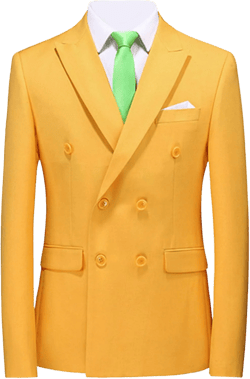 JEsilunmaMY Men's Double Breasted Solid Blazer Jacket Slim Fit Business Casual Sport Coats Lightweight Suit Coat for Wedding Yellow Medium