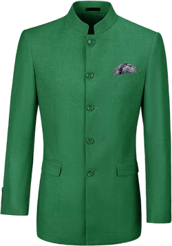 Mens Casual Blazer Chinese Stand Collar Single Breasted Formal Jacket Traditional Wedding Dress Coat Green Medium