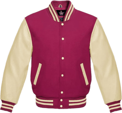 Varsity Baseball Letterman Bomber Wool & Half White Genuine leather sleeves Varsity Jacket X-Small Hot Pink Half White