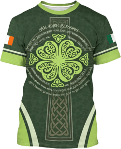 BJU St. Patrick's Day T-Shirt Irish Tee Fun Green Lucky Four Leaf Clover Top Crewneck Casual Short Sleeve Unisex X-Large Green